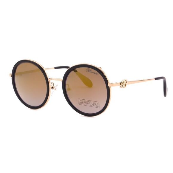 New Blumarine Limited Edition Women Sunglasses SBM-109S-300G Black Gold Mirror - Picture 4 of 10